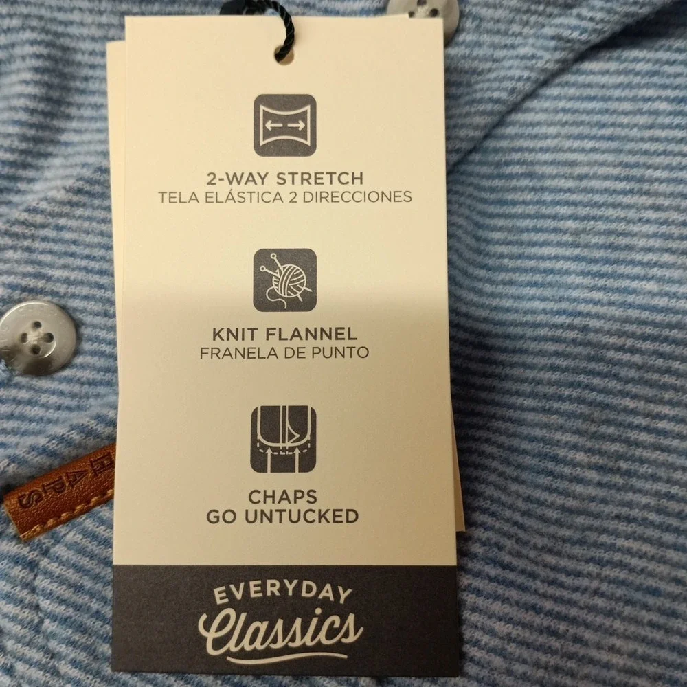Chaps Lakeland Flannel Pale Blue Men's S Small Button Up Shirt Casual Preppy New